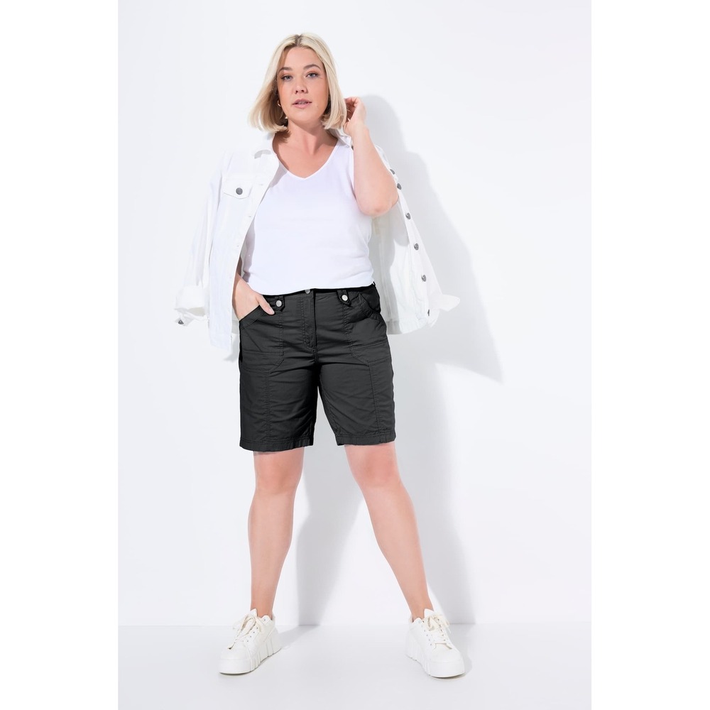 Ulla Popken Women Black‎ Cargo Bermuda Shorts Plus Size 818455100